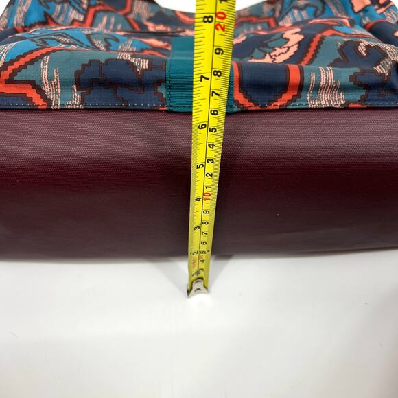 Fossil Large Tote Jenna Shopper Blue Multi Purse Double Handle With Key Charm - Picture 9 of 11